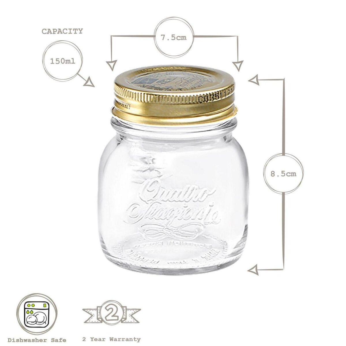 Bormioli Rocco 6x Quattro Stagioni Glass Storage Jars Canister 150ml Clear - Image 3