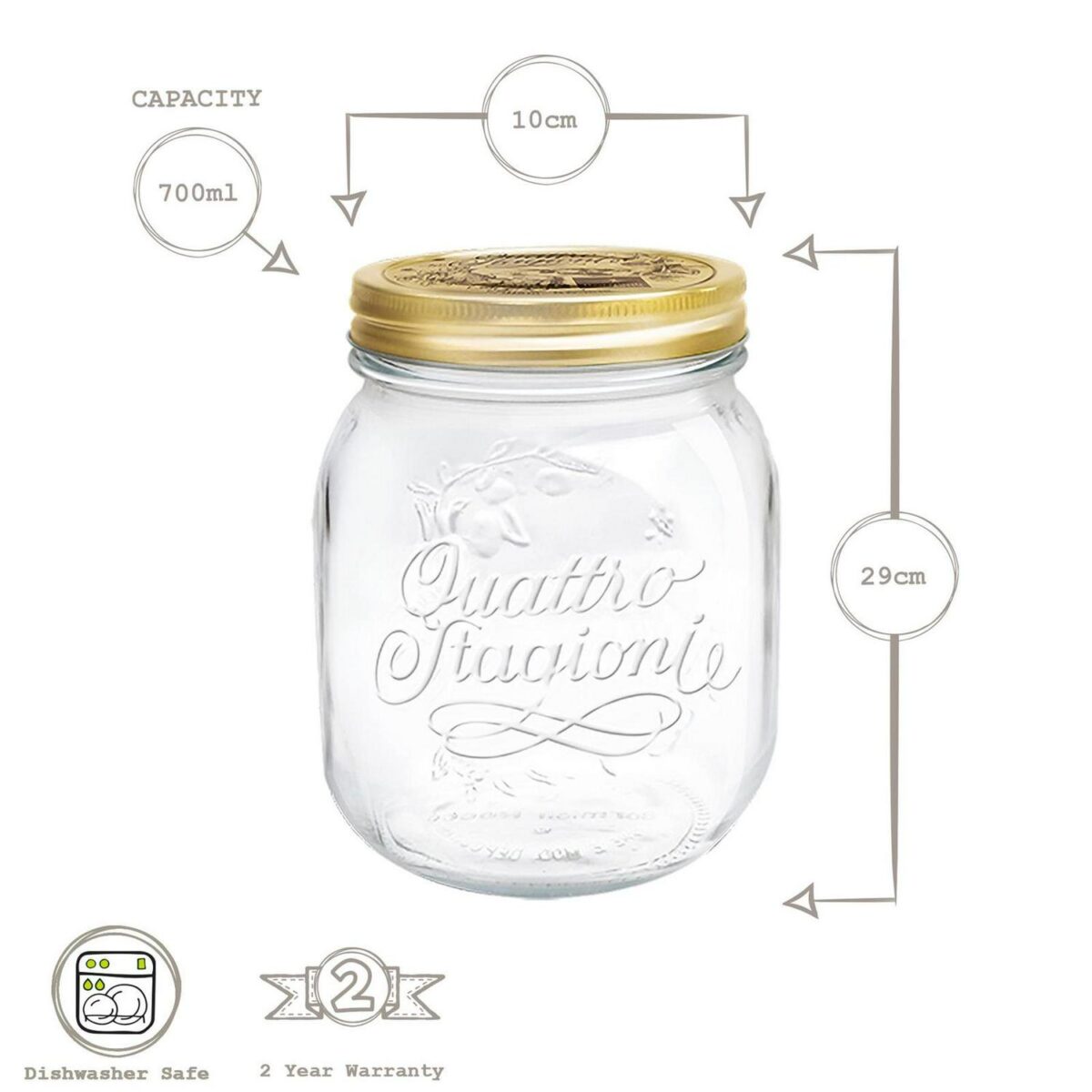 Bormioli Rocco 6x Quattro Stagioni Glass Storage Jar Food Canister 700ml Clear - Image 3