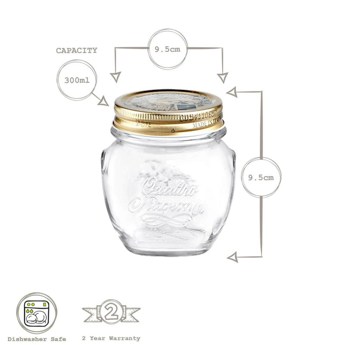 Bormioli Rocco 6x Quattro Stagioni Glass Storage Jar Canister 300ml Clear - Image 3