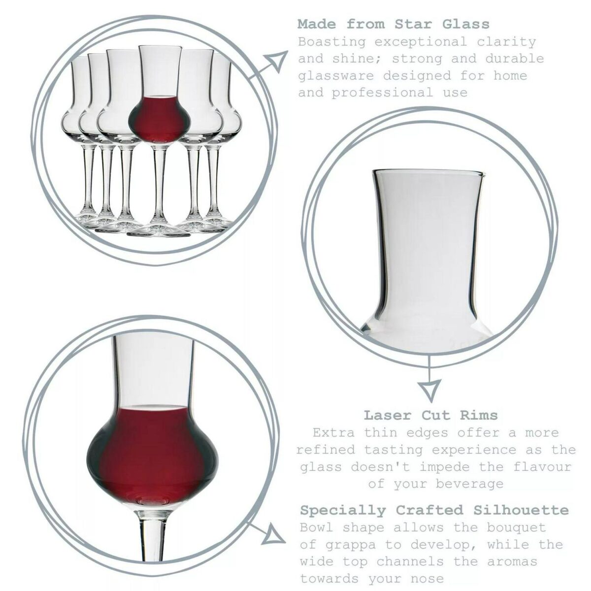 Bormioli Rocco 6x Restaurant Liqueur Glasses Lead Free Grappa Sherry 80ml Clear - Image 2