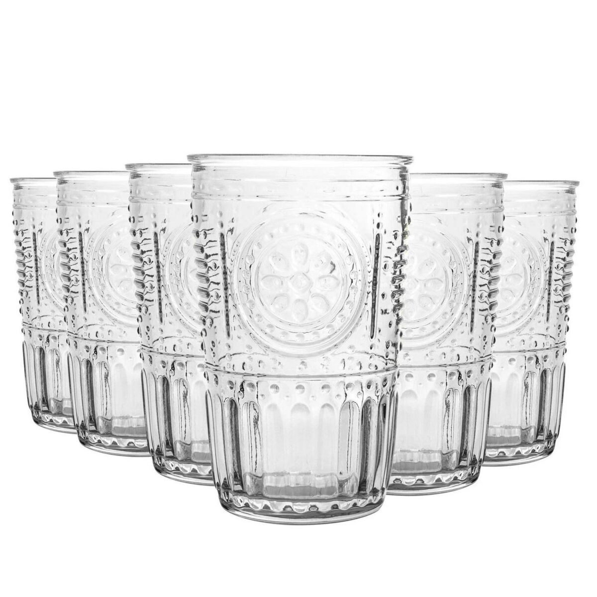 Bormioli Rocco 6x Romantic Water Glasses Vintage Style Tumbler 305ml Clear - Image 1