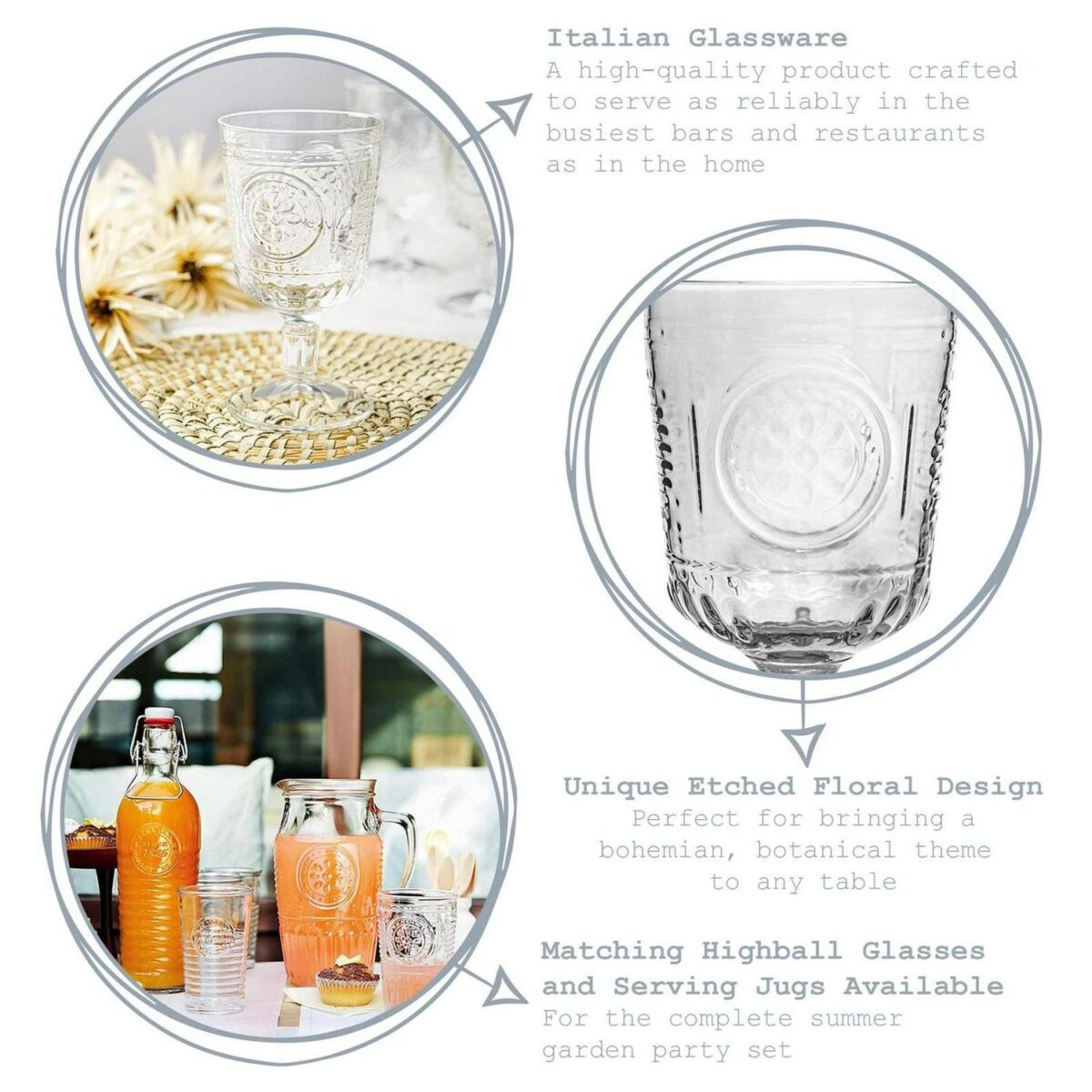 Bormioli Rocco 6x Romantic Wine Glasses Italian Vintage 320ml Clear - Image 2