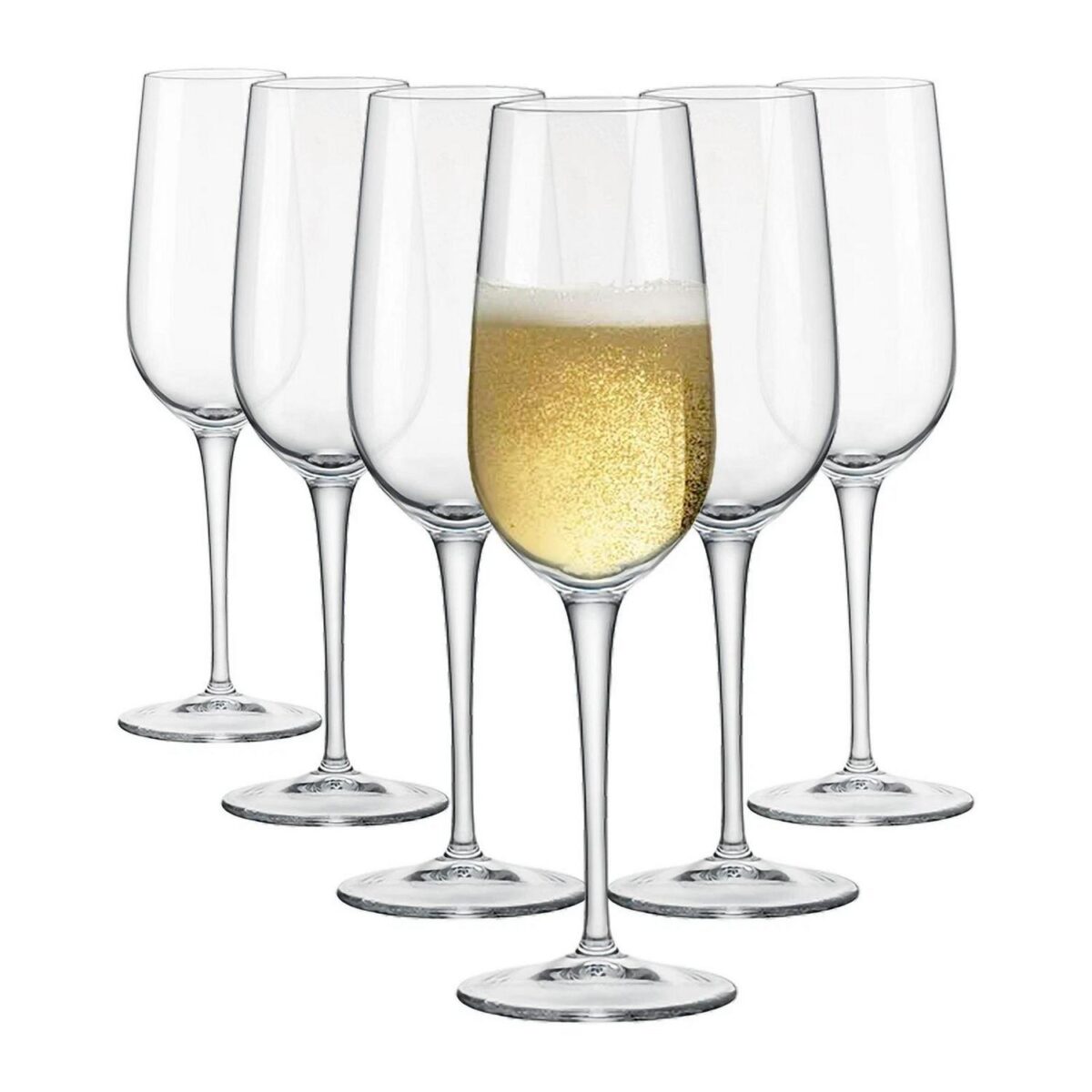 Bormioli Rocco 6x Spazio Champagne Flutes Glass Prosecco Stemware 190ml Clear - Image 1