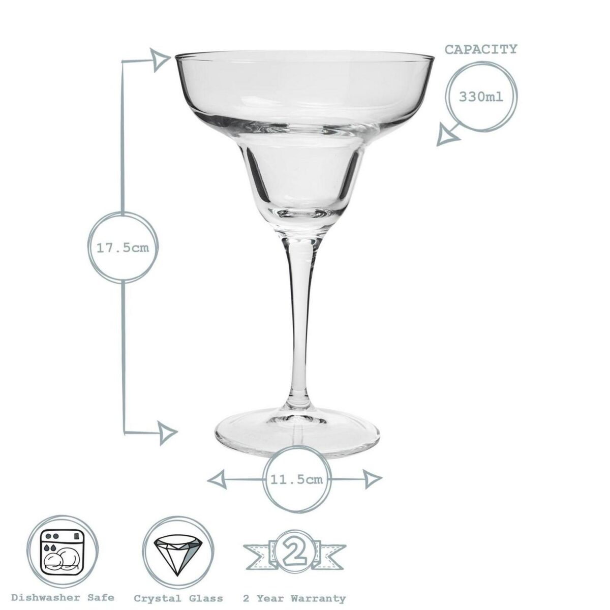 Bormioli Rocco 6x Ypsilon Margarita Glasses Classic Italian Glass 330ml Clear - Image 3