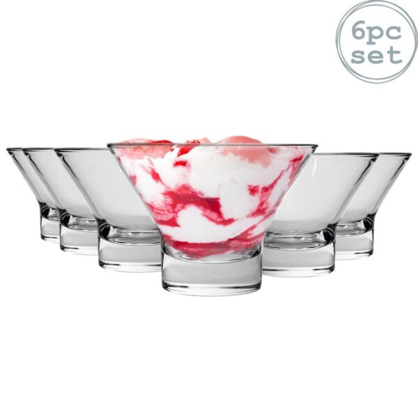 Bormioli Rocco 6x Ypsilon Ice Cream Bowls Classic Serving Glasses 375ml Clear