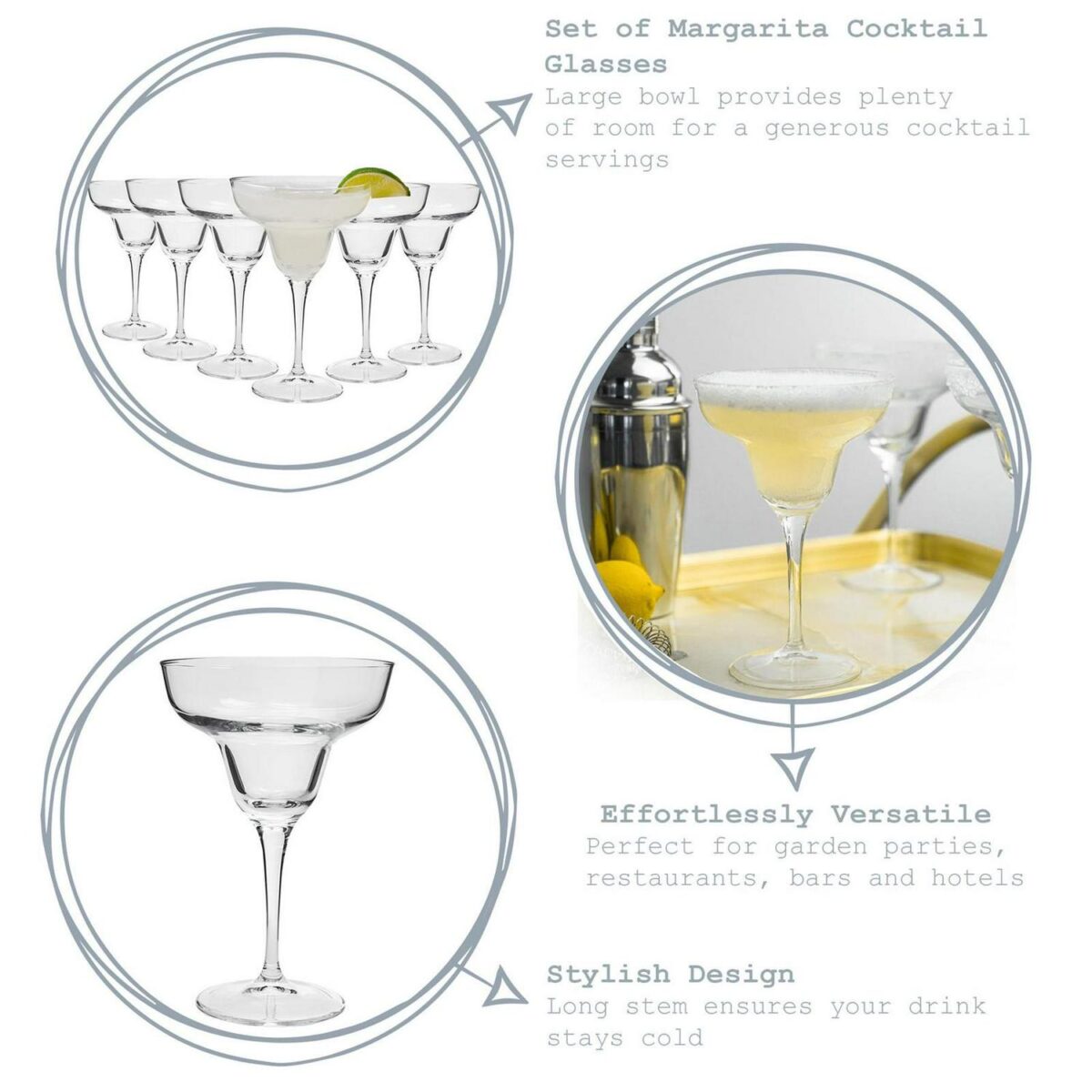 Bormioli Rocco 6x Ypsilon Margarita Glasses Classic Italian Glass 330ml Clear - Image 2