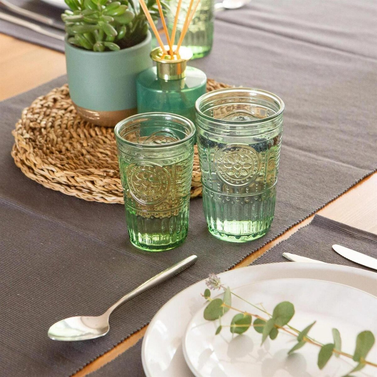 Bormioli Rocco 8x Romantic Highball Glasses Boho Water Tumblers 475ml Green - Image 7
