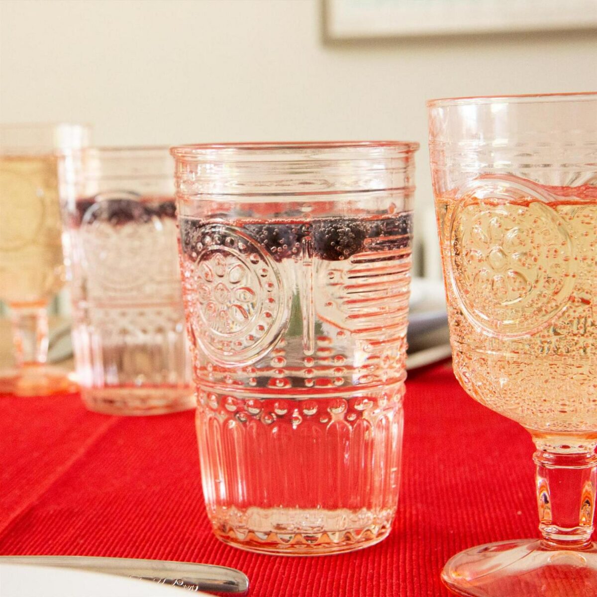 Bormioli Rocco 8x Romantic Highball Glasses Boho Water Tumblers 475ml Red - Image 6