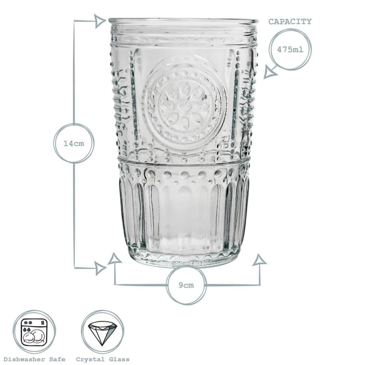Bormioli Rocco 8x Romantic Highball Glasses Boho Water Tumblers 475ml Red - Image 3