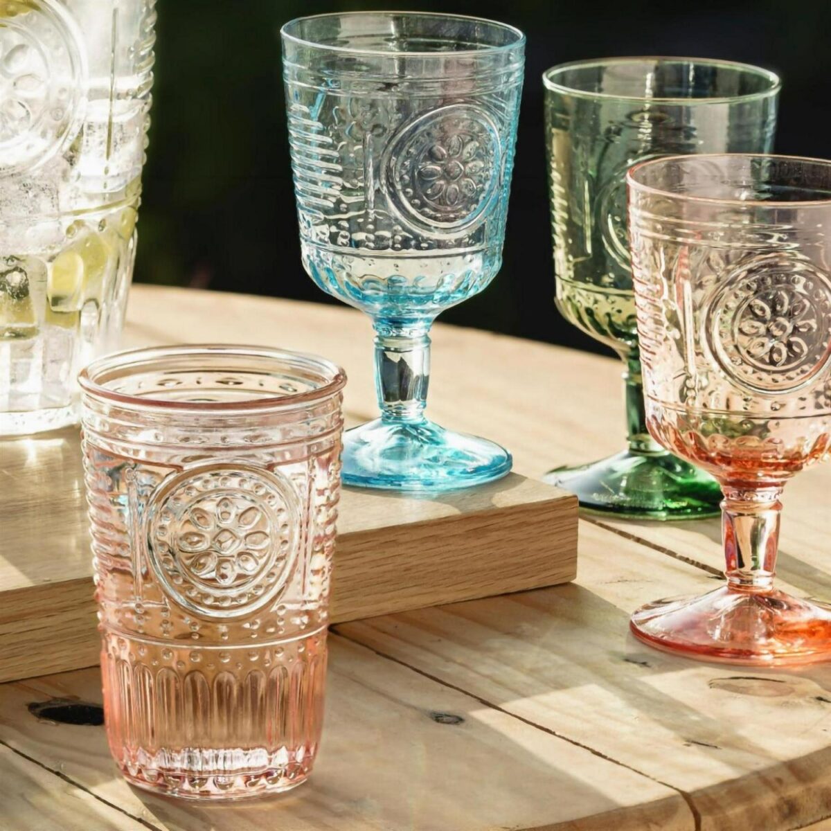 Bormioli Rocco 8x Romantic Wine Glasses Floral Decorated Goblets 320ml Red - Image 7