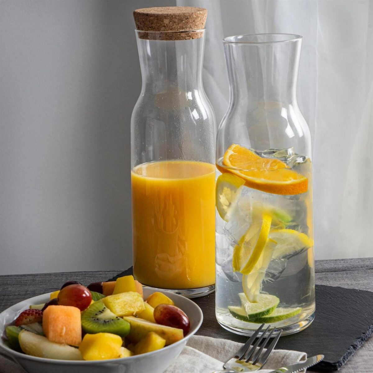 Bormioli Rocco Aquaria Glass Carafe with Cork Lid Water Juice 1.2L Clear - Image 5