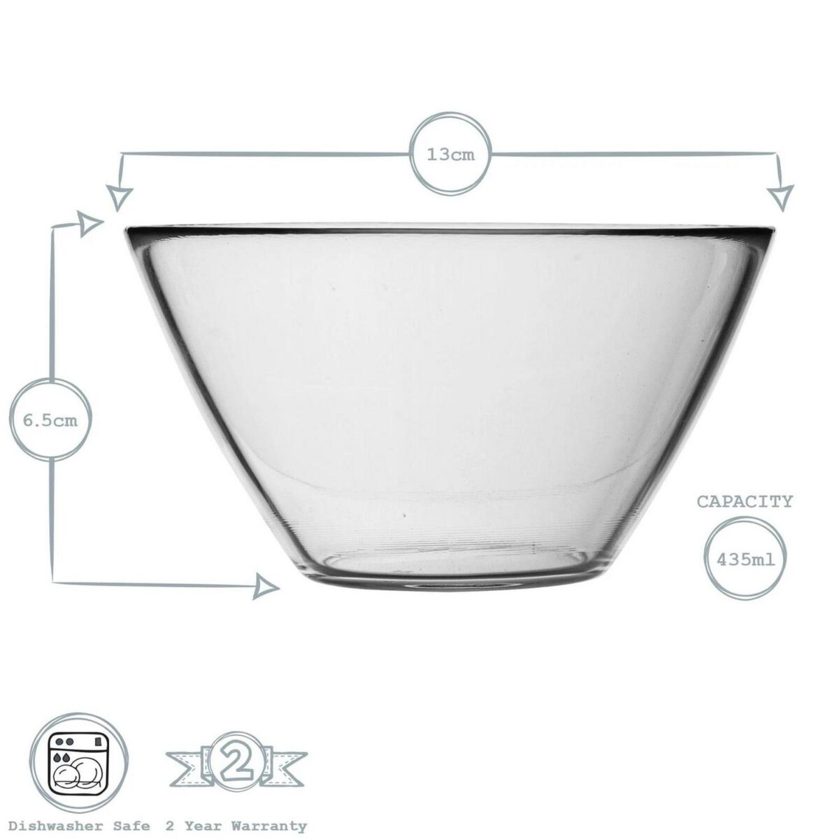 Bormioli Rocco Basic Glass Kitchen Mixing Bowl Salad Serving Dish 435ml Clear - Image 3
