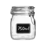 Bormioli Rocco Lavagna Glass Storage Jar with Label Clip Canister 750ml Clear
