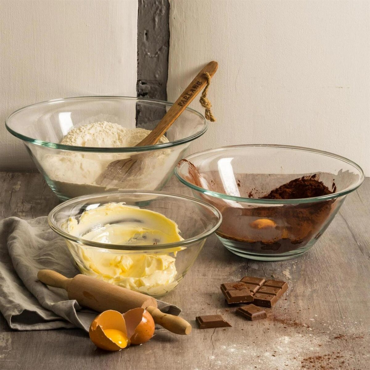 Bormioli Rocco Mr Chef Glass Nesting Mixing Bowl Baking Cooking 4L Clear - Image 5