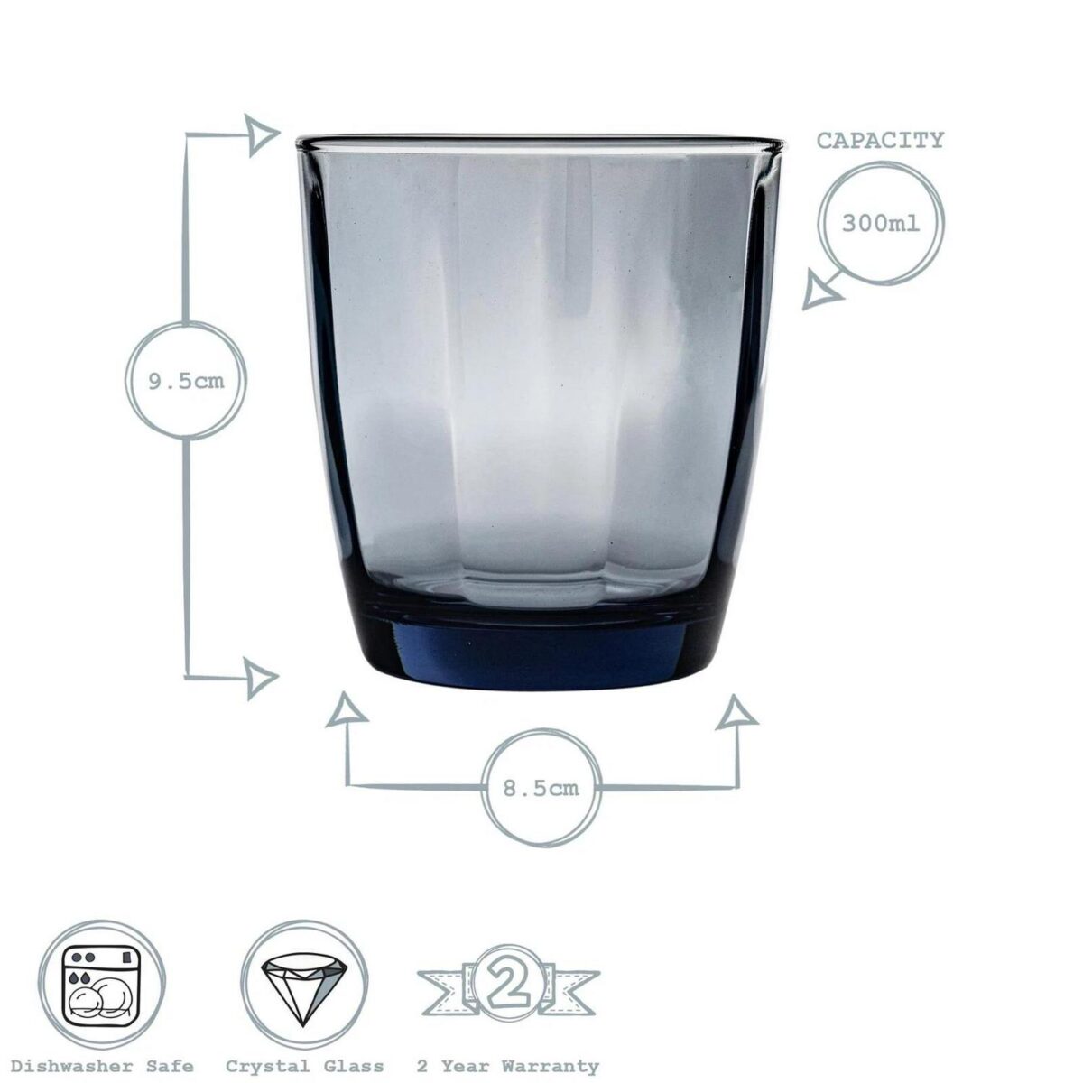 Bormioli Rocco Pulsar Water Glasses Ridged Whisky Tumblers 300ml Multi - Image 4