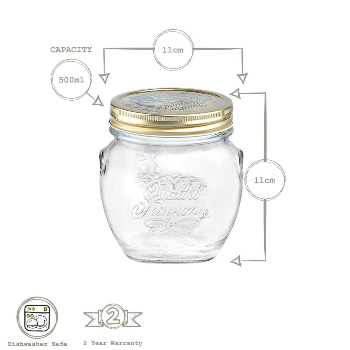 Bormioli Rocco Quattro Stagioni Glass Storage Jar Kitchen Canister 500ml Clear - Image 3