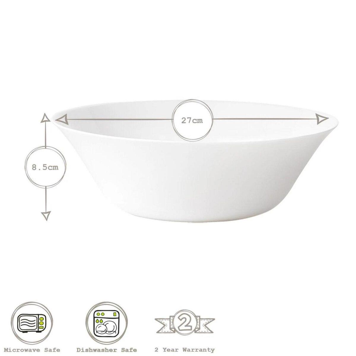 Bormioli Rocco White Moon Glass Serving Bowl Glass Dinnerware 27cm White - Image 3