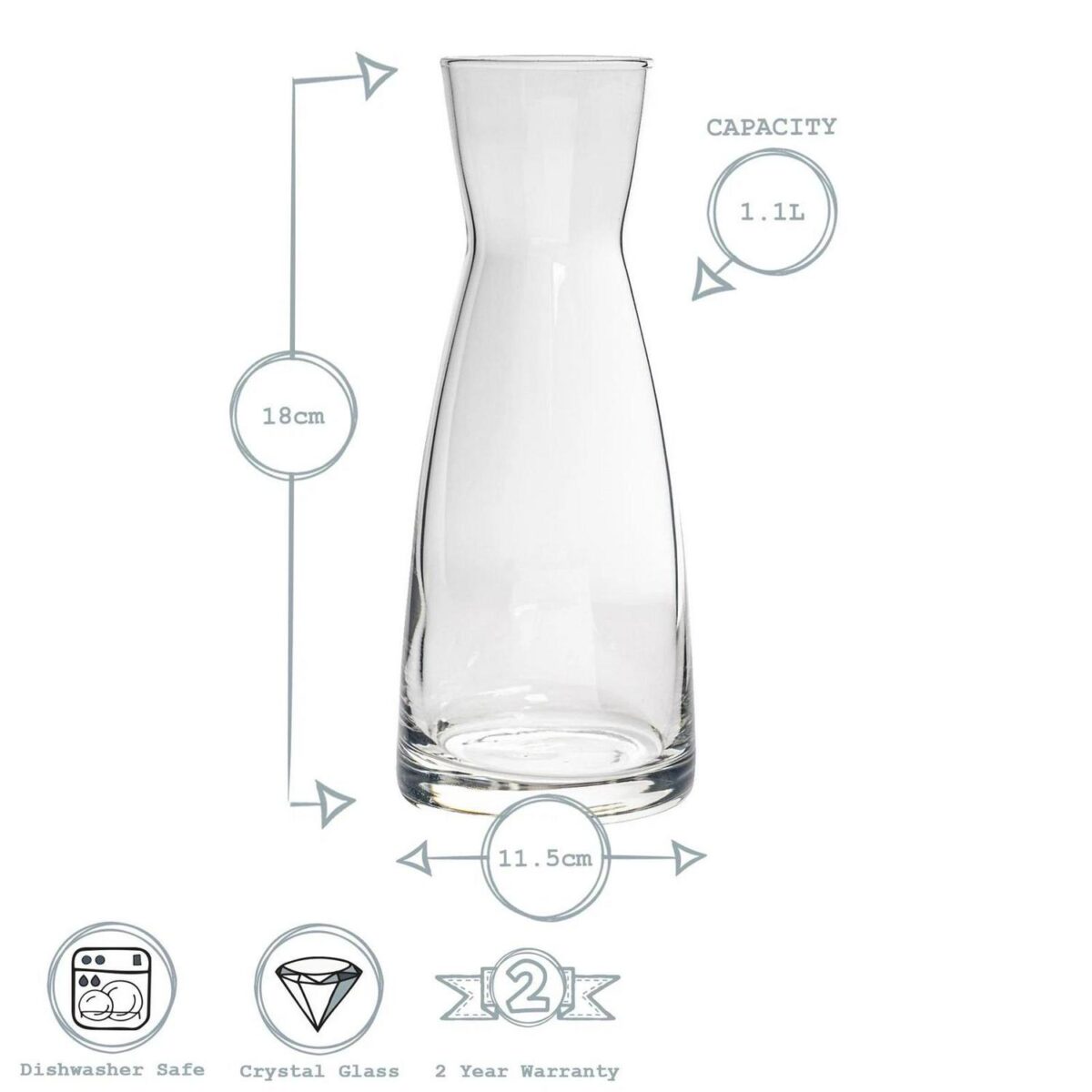 Bormioli Rocco Ypsilon Glass Carafe Water Juice Cocktail 1.1L Clear - Image 3