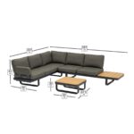 Bramblecrest Montpellier Modular Corner Sofa Patio Set with Teak Side and Coffee Tables - Image 2