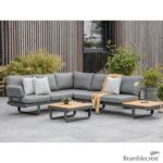 Bramblecrest Montpellier Modular Corner Sofa Patio Set with Teak Side and Coffee Tables