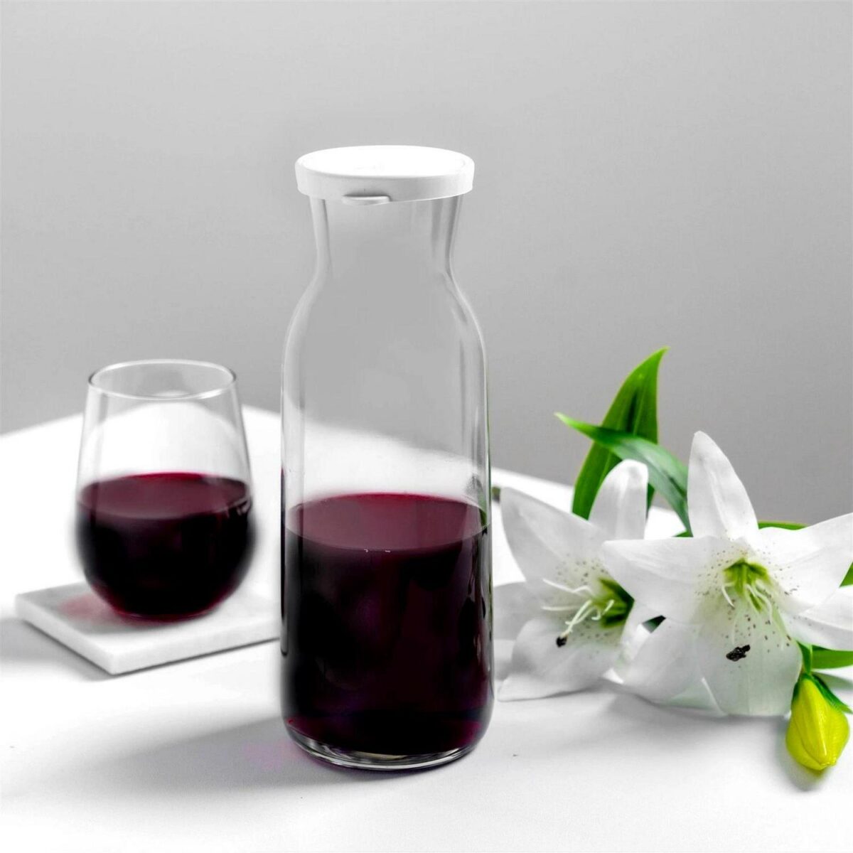 Brocca Glass Carafe and Silicone Lid Decanter Water Wine Iced Tea 1.2 Litre Clear - Image 6