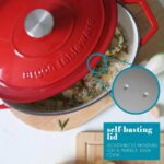 Cast Iron Casserole Dish Enameled Durable Non-Stick Hob Oven Self-Basting Lid - Image 3