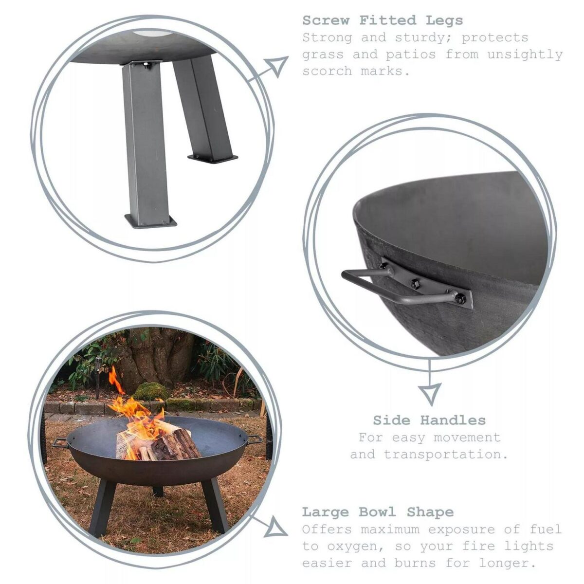 Cast Iron Garden Fire Pit Outdoor Garden Back Yard Patio Heater 87cm Black - Image 2