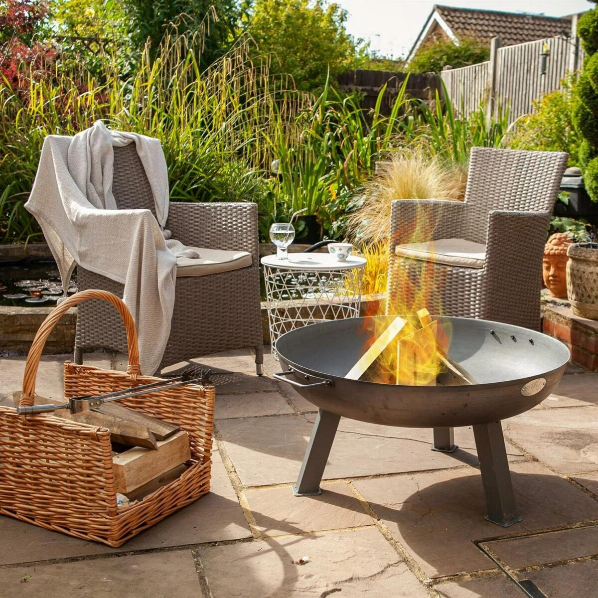 Cast Iron Garden Fire Pit Outdoor Garden Back Yard Patio Heater 87cm Black - Image 4