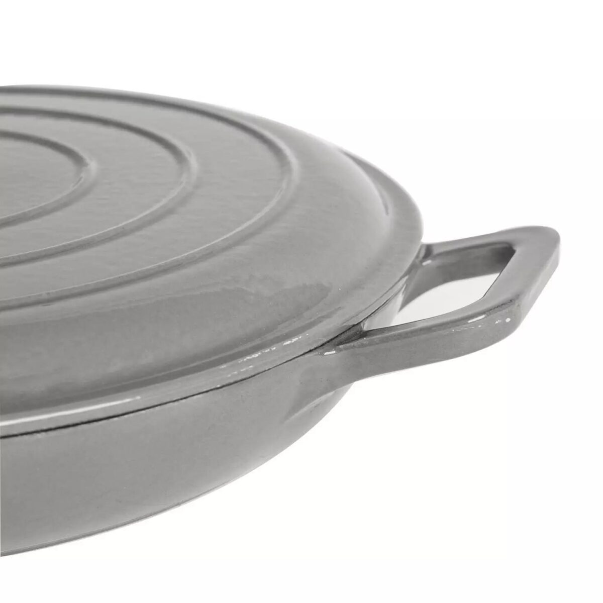 Cast Iron Shallow Casserole Dish with Lid Enameled Hob to Oven 30cm Slate Grey - Image 5