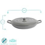 Cast Iron Shallow Casserole Dish with Lid Enameled Hob to Oven 30cm Slate Grey - Image 3