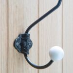 Ceramic Ball Hat and Coat Hook Cast Iron Vintage Style W50mm x H180mm White - Image 6