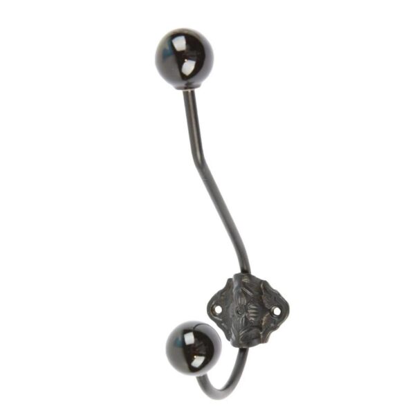 Ceramic Ball Hat and Coat Hook Cast Iron Vintage Style W50mm x H180mm Black