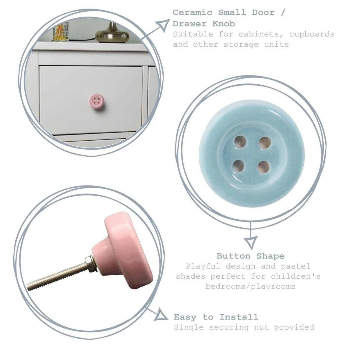 Ceramic Cabinet Knob Kitchen Bedroom Cupboard Door Drawer Handles Blue Button - Image 2