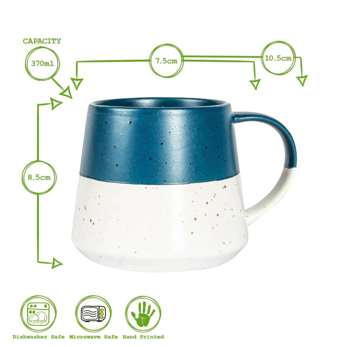 Ceramic Dipped Flecked Belly Coffee Mugs Patterned Tea Cup 370ml 4 Colours - Image 3