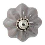 Ceramic Door Knob Cabinet Drawer Handle, Vintage Design - Grey - x1