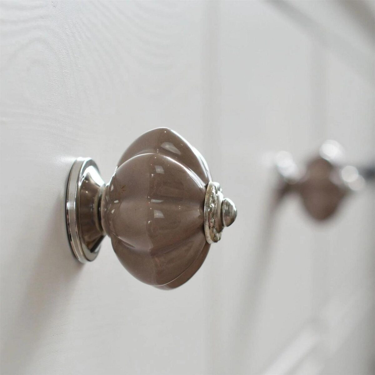 Ceramic Door Knob Cabinet Drawer Handle, Vintage Design - Grey - x1 - Image 6