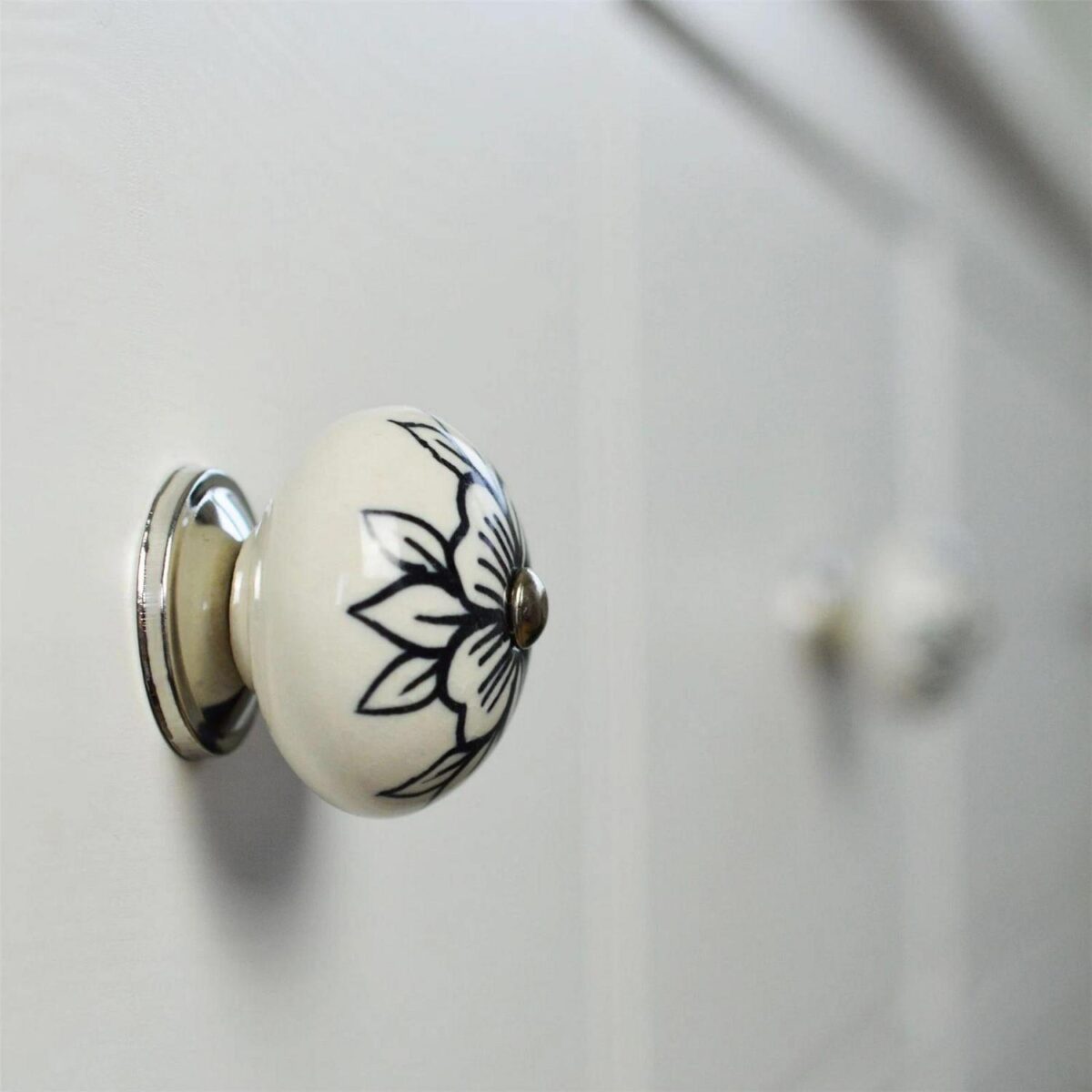 Ceramic Door Knobs Cabinet Drawer Handle Set, Floral Design, Flower Bud - x6 - Image 6