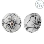 Ceramic Door Knobs Cabinet Drawer Handle Set, Floral Design, Flower Bud - x6