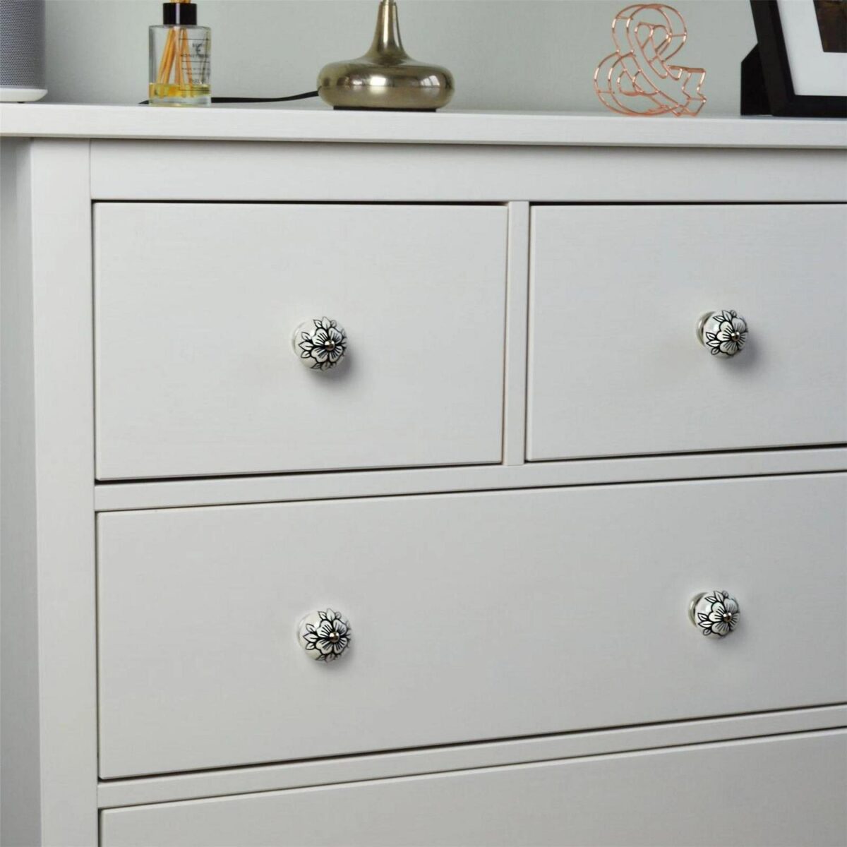 Ceramic Door Knobs Cabinet Drawer Handle Set, Floral Design, Flower Bud - x6 - Image 7