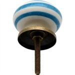 Ceramic Door Knobs Cabinet Drawer Handle Set, Stripe Design, Light Blue - x24 - Image 5