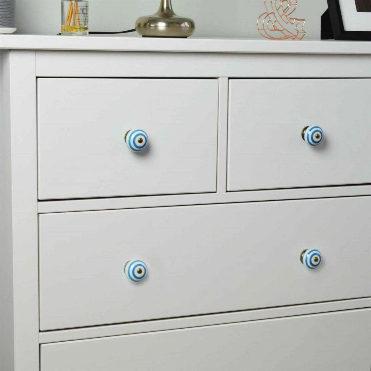 Ceramic Door Knobs Cabinet Drawer Handle Set, Stripe Design, Light Blue - x24 - Image 7