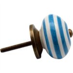 Ceramic Door Knobs Cabinet Drawer Handle Set, Stripe Design, Light Blue - x24 - Image 4