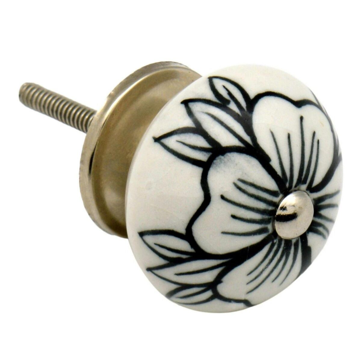 Ceramic Door Knobs Cabinet Drawer Handle Set, Floral Design, Flower Bud - x6 - Image 4