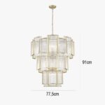 Chicago 13 Light Matt Gold Grand Tiered Pendant Light 77.5cm - Image 2