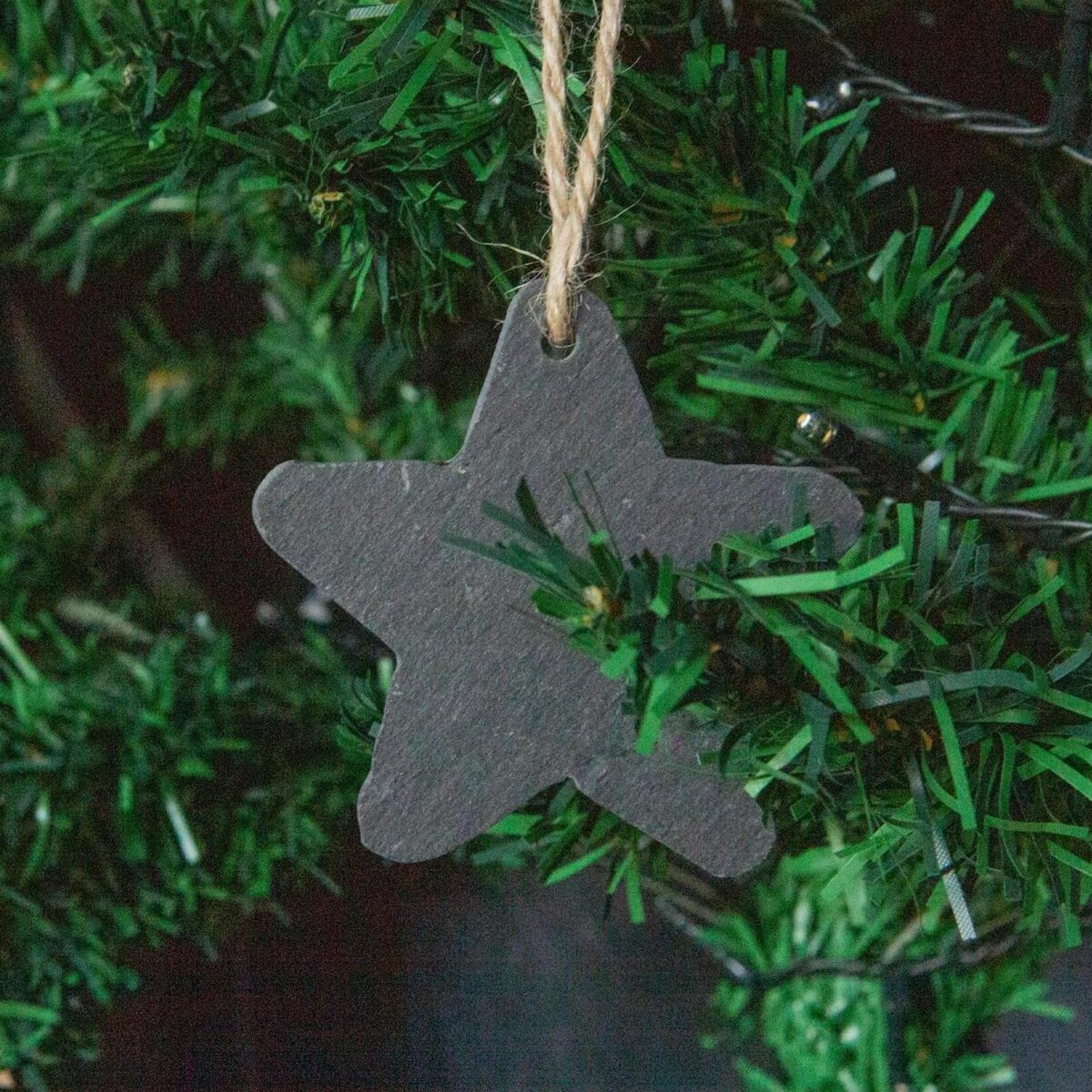 Christmas Tree Decorations Hanging Black Slate Xmas - Star Design - x6 - Image 5