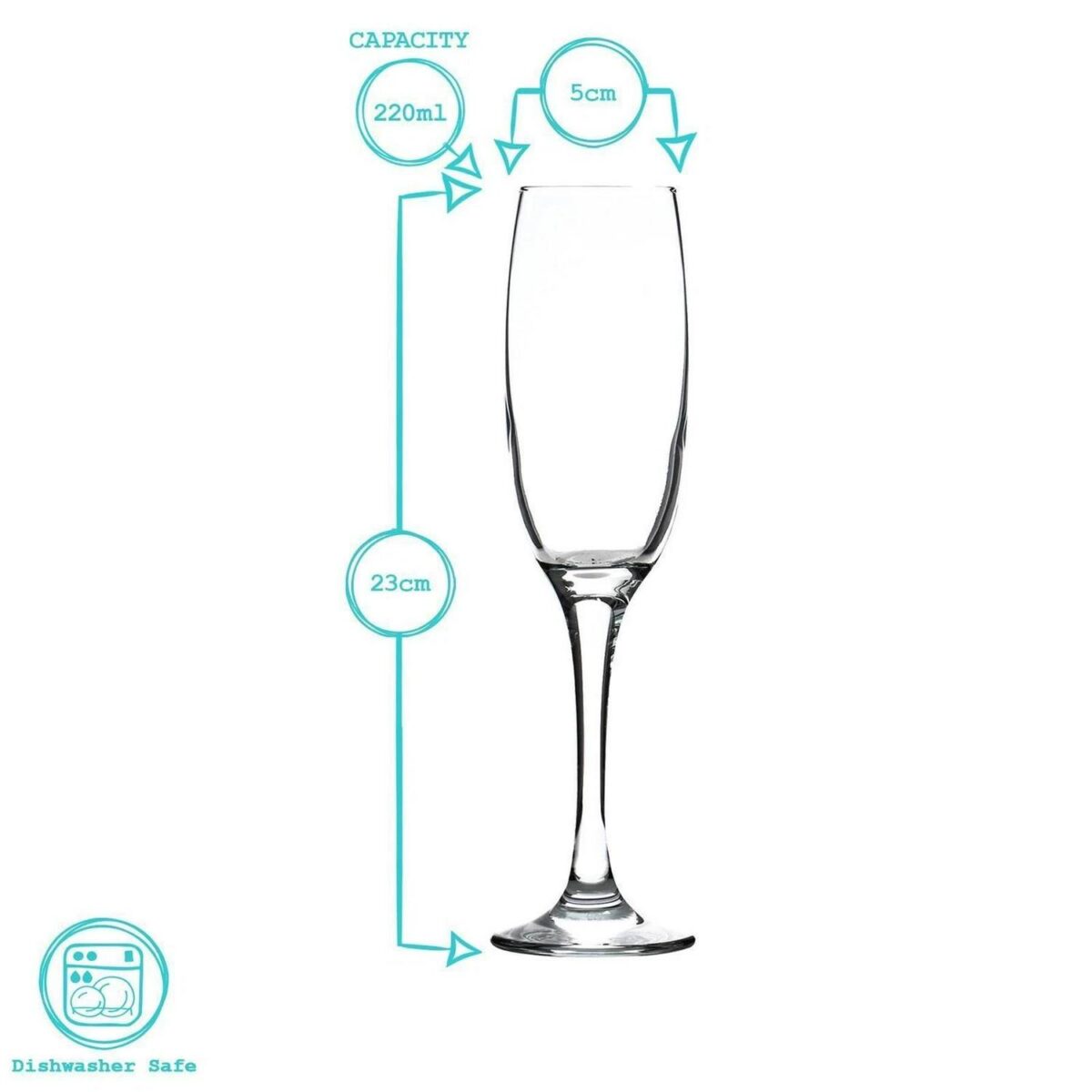 Classic Champagne Flutes Modern Home Kitchen Stemware Glasses 220ml Clear - Image 3