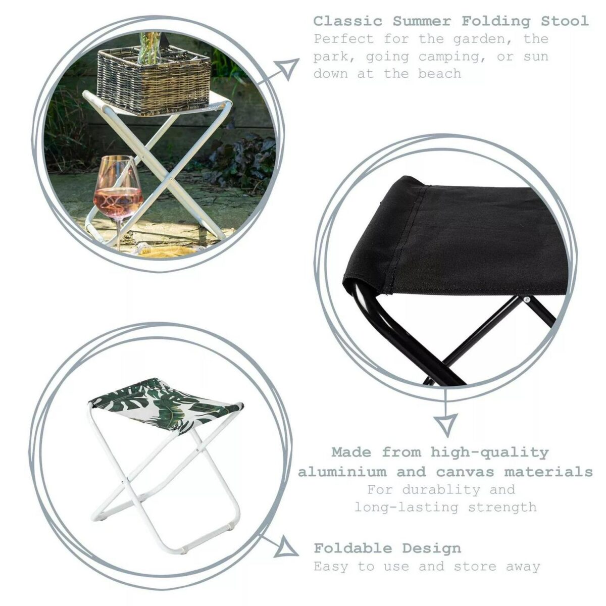 Classic Folding Stool Lightweight Material Practical Foldable Design Black - Image 2