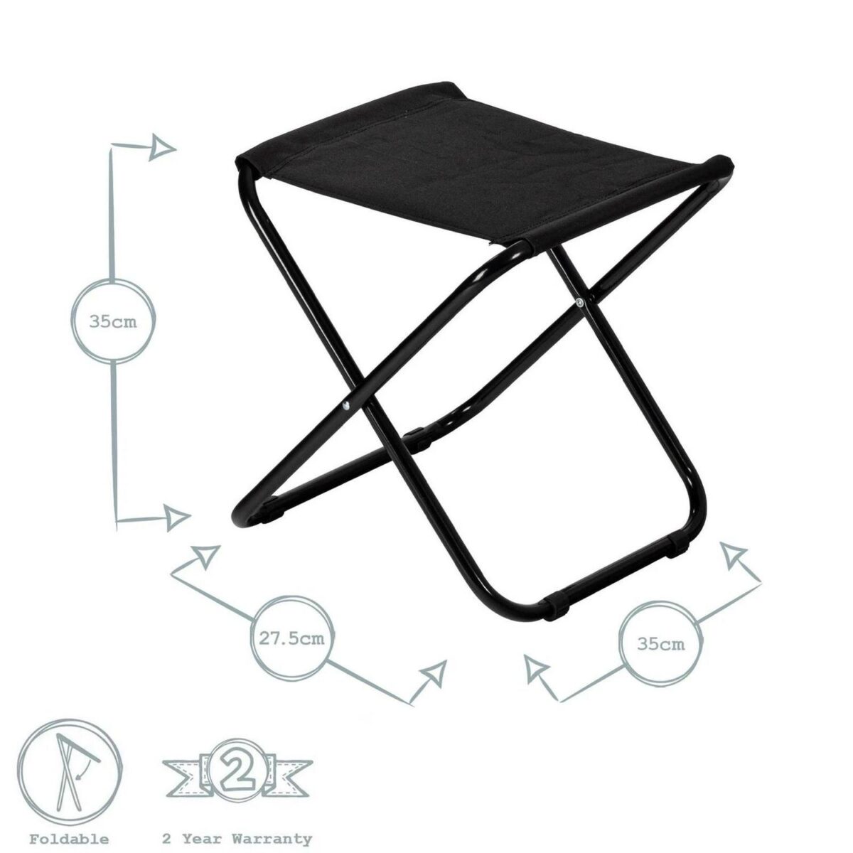 Classic Folding Stool Lightweight Material Practical Foldable Design Black - Image 3