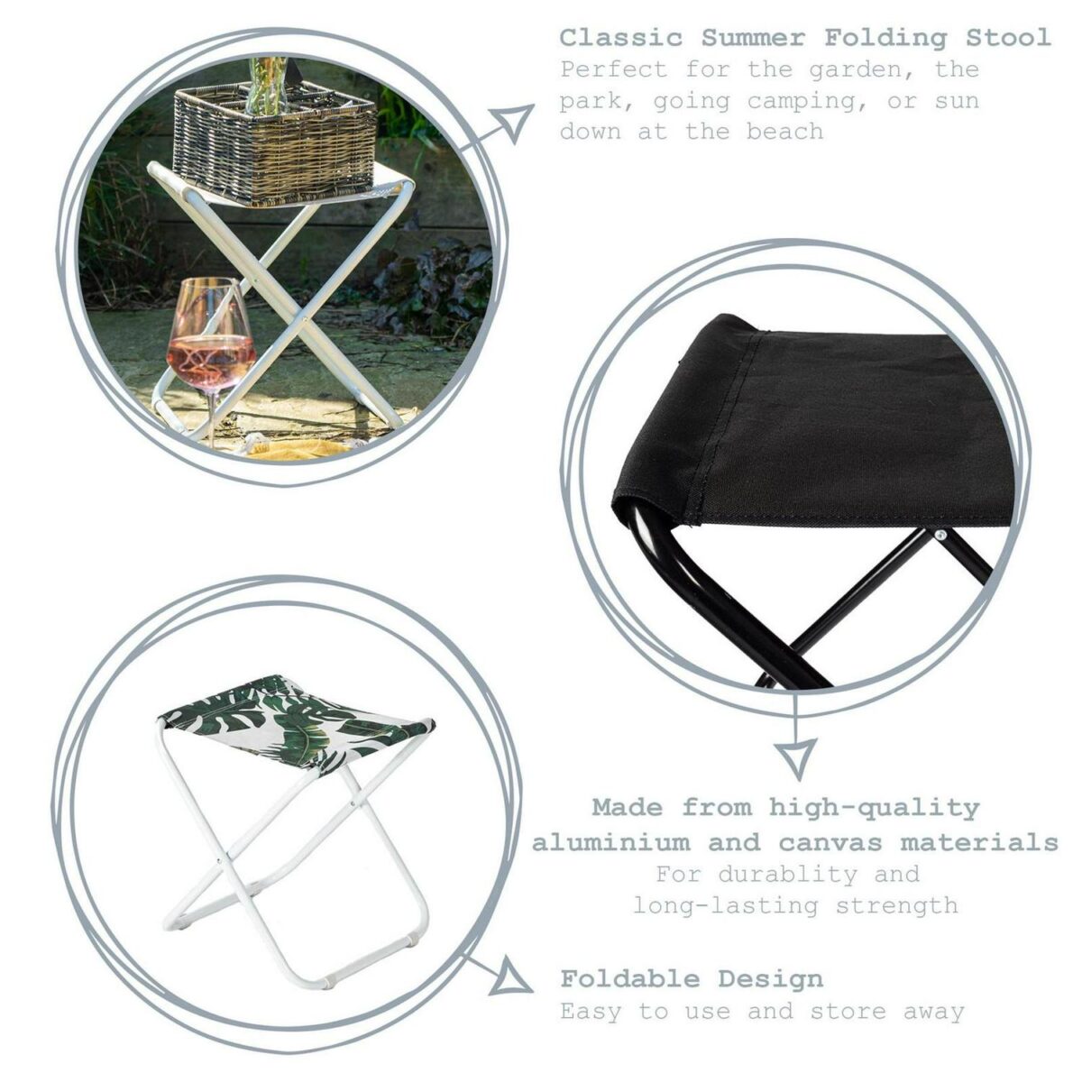 Classic Folding Stool Lightweight Material Practical Foldable Design Grey - Image 2