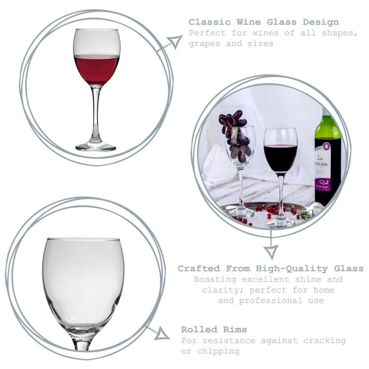 Classic Red Wine Glasses Contemporary Drinking Glass Set 340ml - Box of 6/12/24 - Image 2